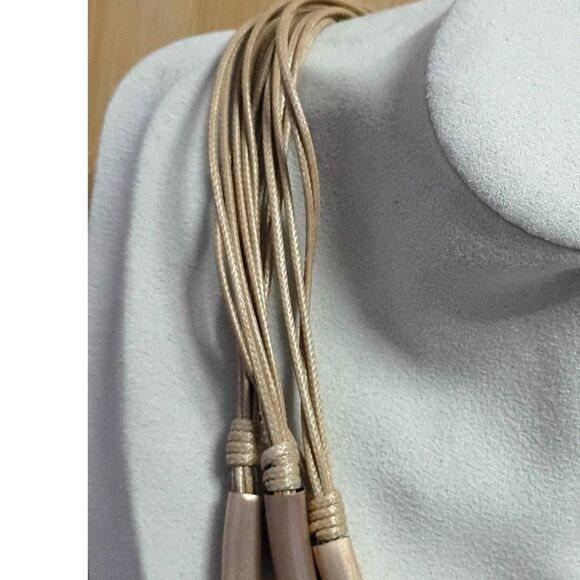 Vintage Designer C1946 Triple Strand Choker of Knotted Cords through Brass Tubes - Picture 4 of 7